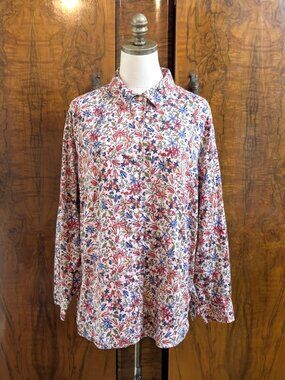 FOXCROFT for Appleseeds Wrinkle Free Blouse Shirt Size 16W Ditsy Floral Garden